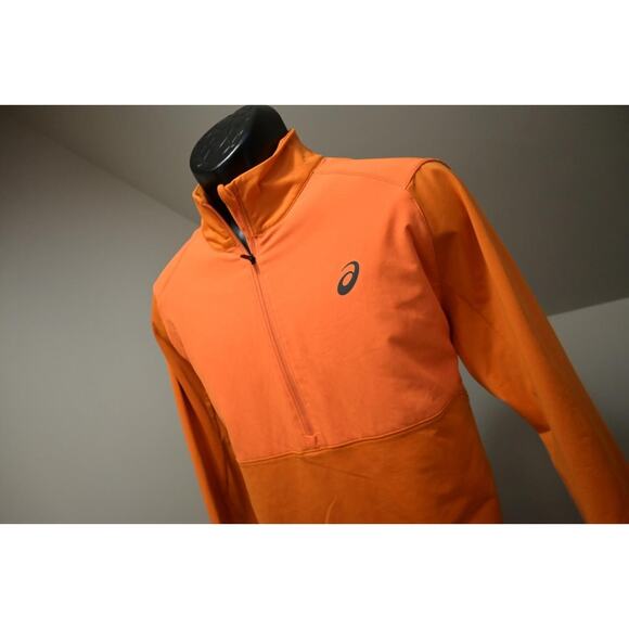 Asics H1 Running 1/4 Zip Fleece Jacket Athletic Orange Performance Mens Size XL - Picture 1 of 12